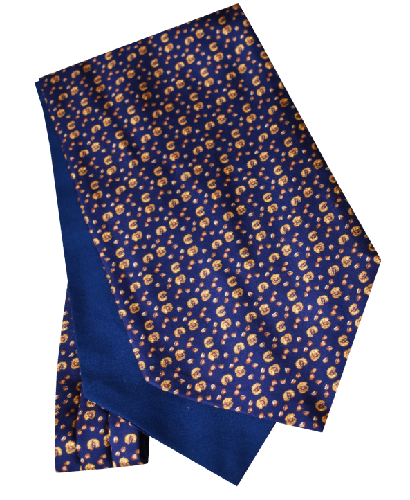 Fine Silk Chestnut - Conker  Design Cravat on Navy
